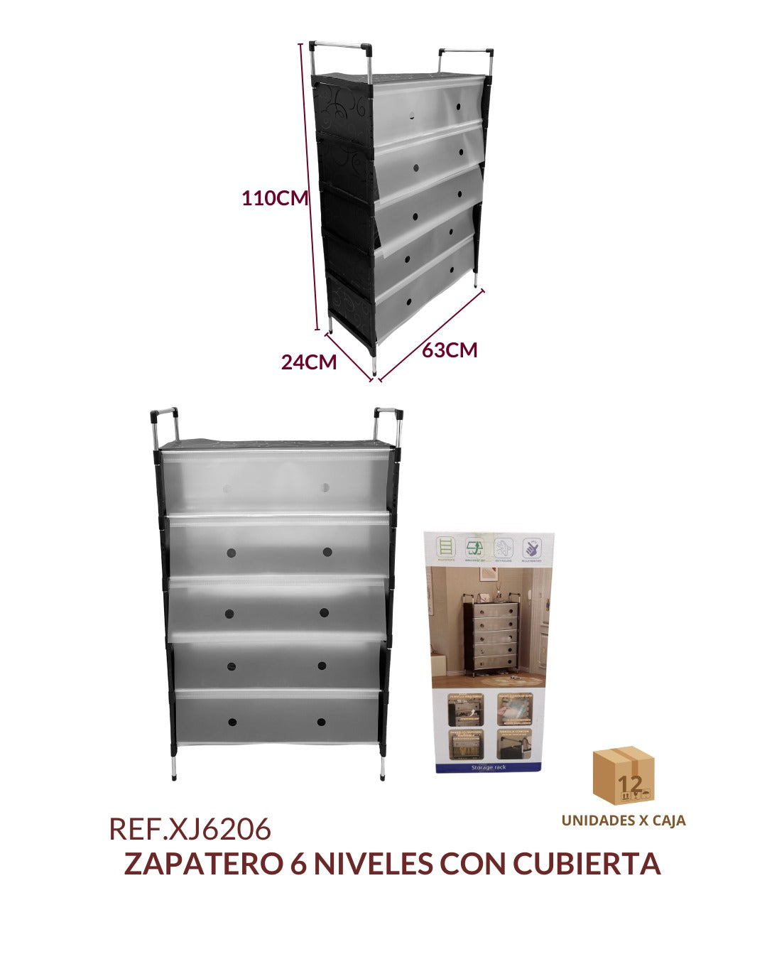 Organizador de zapatos de 6 niveles hasta 30 pares