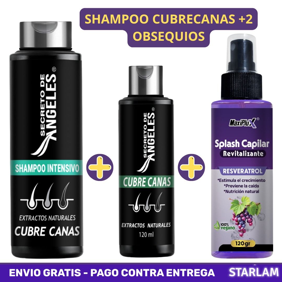 Oferta Shampoo cubre canas + Cera anti canas y Tónico capilar anti edad gratis