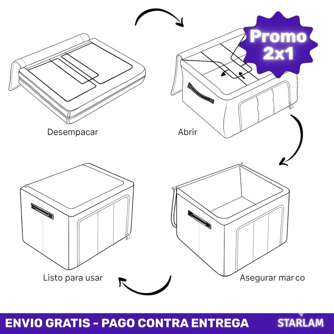 2x1 Organizador plegable premium con ventana y asas tamaño L| Envío gratis
