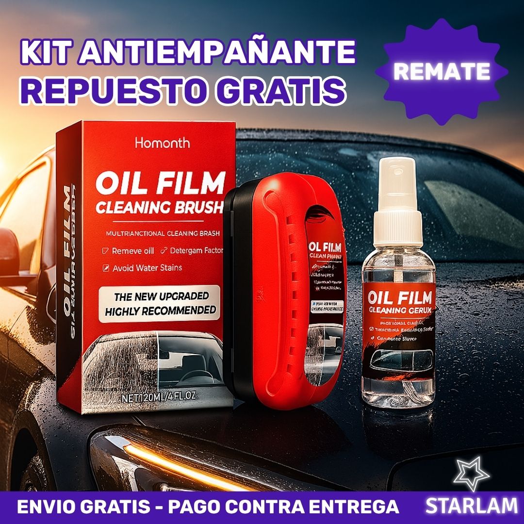 Kit OilFilm | Esponja limpia vidrios + aceite anti empaño | REPUESTO GRATIS
