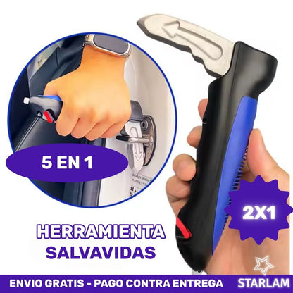 2x1 CarCan | Herramienta 5 en 1 de soporte para vehículos y escape de emergencia