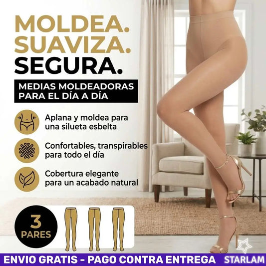 3 Pantymedias transparentes anti imperfecciones + control