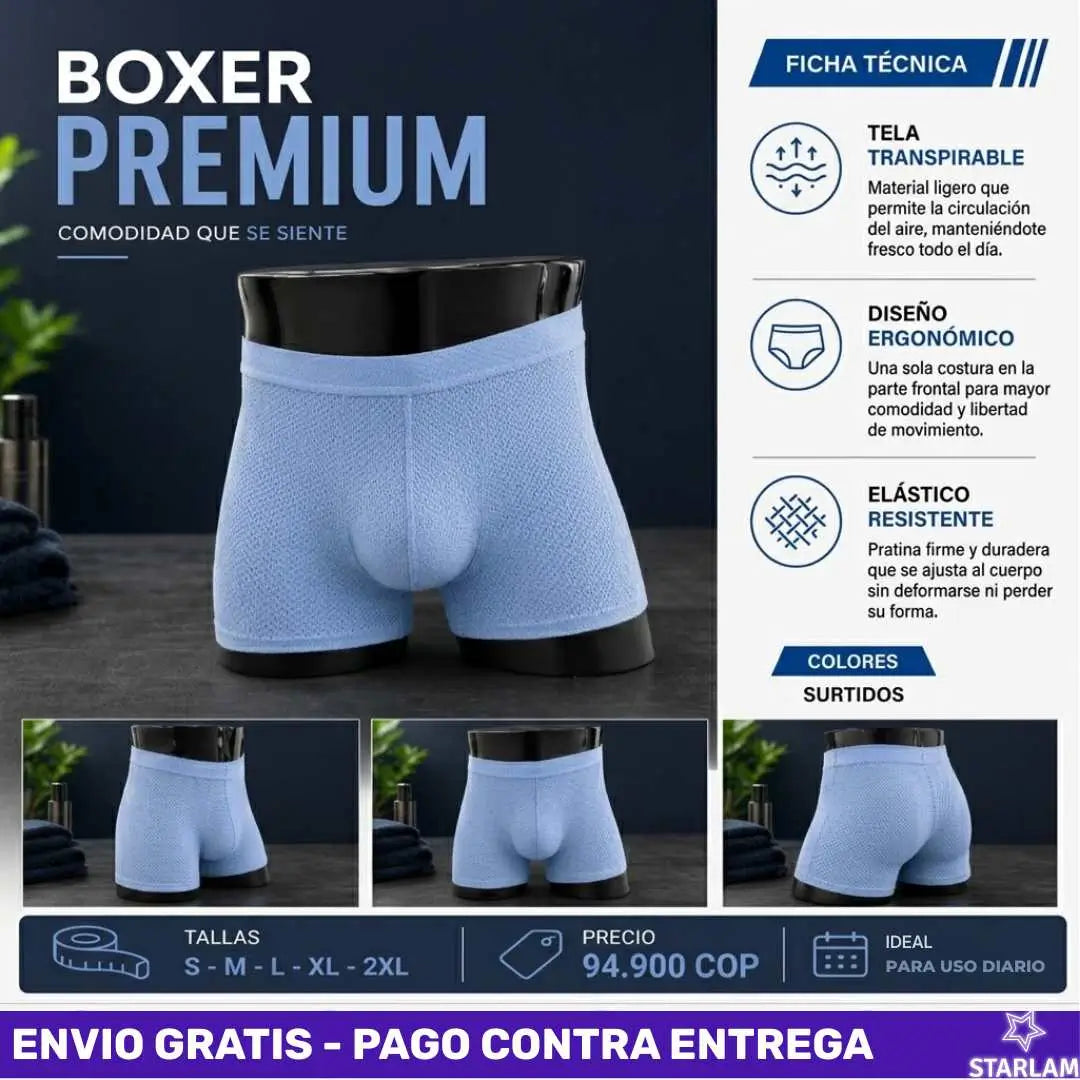 Pack 3 bóxer premium fabricados con fibra de bambú de primera calidad