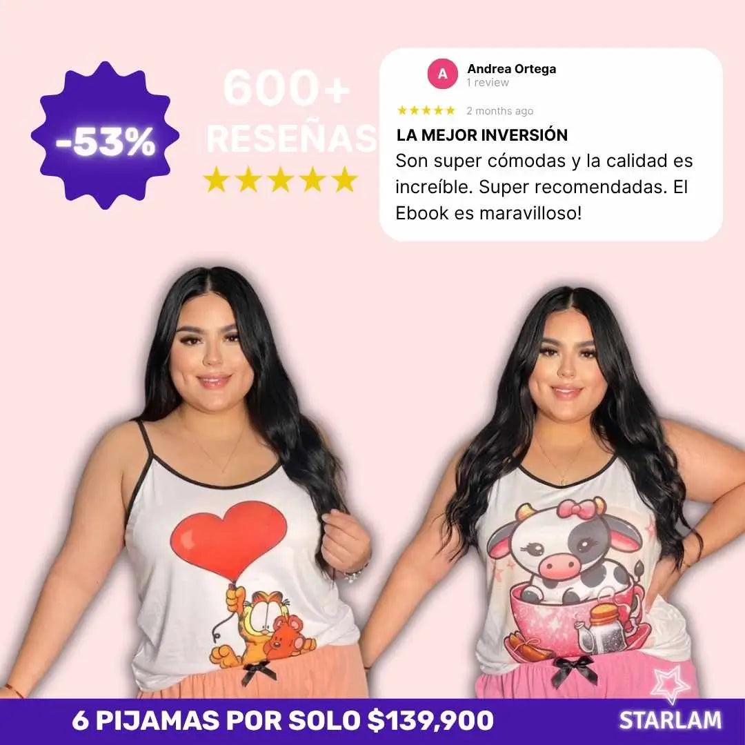Pack de 6 pijamas premium para mujer Talla Plus