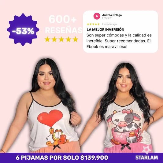 Pack de 6 pijamas premium para mujer Talla Plus