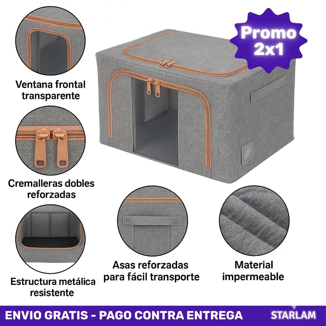 2x1 Organizador plegable premium con ventana y asas tamaño L| Envío gratis