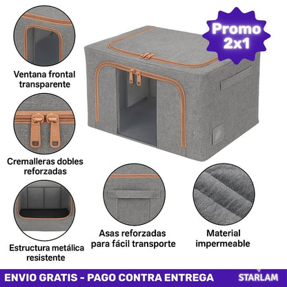 2x1 Organizador plegable premium con ventana y asas tamaño L| Envío gratis